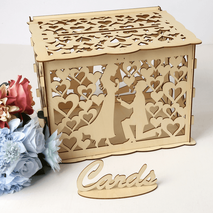 Wedding Greeting Card Box Wooden Box Lock Wedding Party Decoration Money Case - Trendha