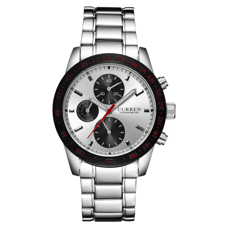 CURREN 8016 Decorative Three Dials Full Steel Quartz Watches Business Style Men Wrist Watch - Trendha