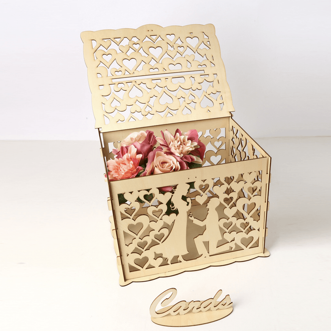 Wedding Greeting Card Box Wooden Box Lock Wedding Party Decoration Money Case - Trendha