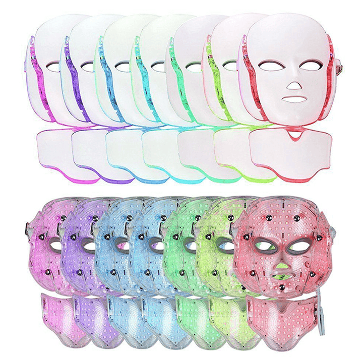 7 Colors LED Light Photon Face Neck Mask Rejuvenation Skin Therapy Skin Wrinkles - Trendha