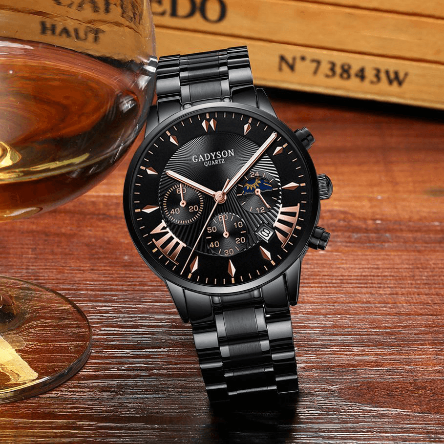 GADYSON A0701 Fashion Men Watch Date Display Business Stainless Steel Strap Quartz Watch - Trendha