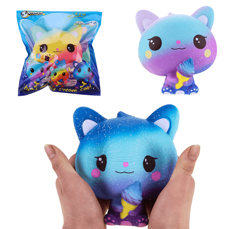 Vlampo Squishy Jumbo Kitten Holding Ice Cream 15CM Licensed Slow Rising with Packaging Collection Gift Toy - Trendha
