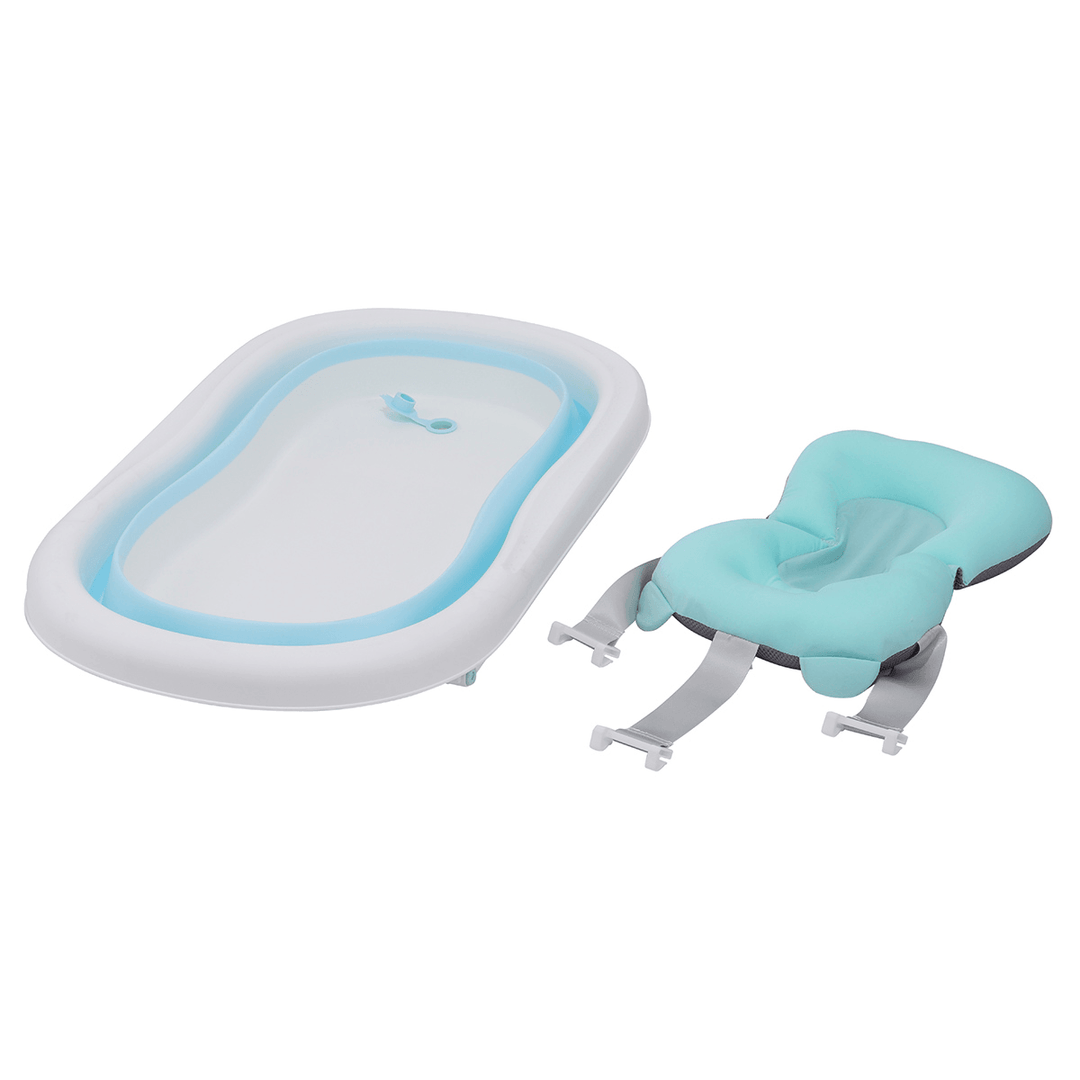 Baby Bath Tub Foldable Shower Newborn Bathtub Safe Kids Bath with Cushion - Trendha