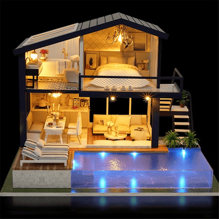 Cuteroom A-066 Time Apartment DIY Doll House with Furniture Light Gift House Toy - Trendha