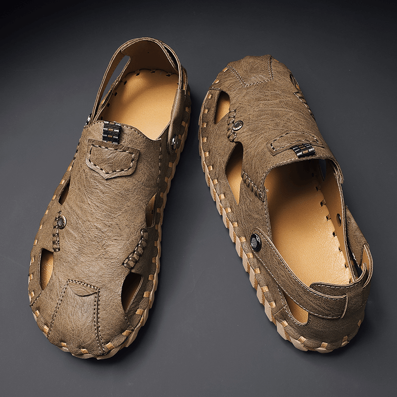 Men Microfiber Closed Toe Non Slip Soft Leisure Sandals - Trendha