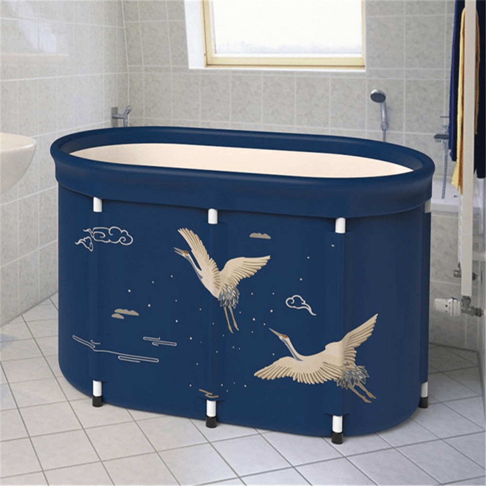 Portable Adult Thickened Folding Bathtub Household Large Bathtub Steaming Room Sauna Bath Barrel with Lid - Trendha
