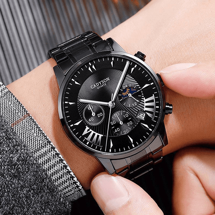 GADYSON A0701 Fashion Men Watch Date Display Business Stainless Steel Strap Quartz Watch - Trendha