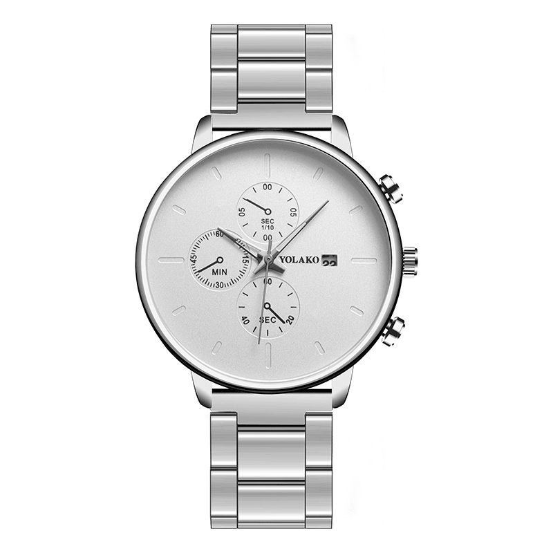 Deffrun A0546 Casual Style Men Wrist Watch Full Steel Calendar Quartz Watch - Trendha