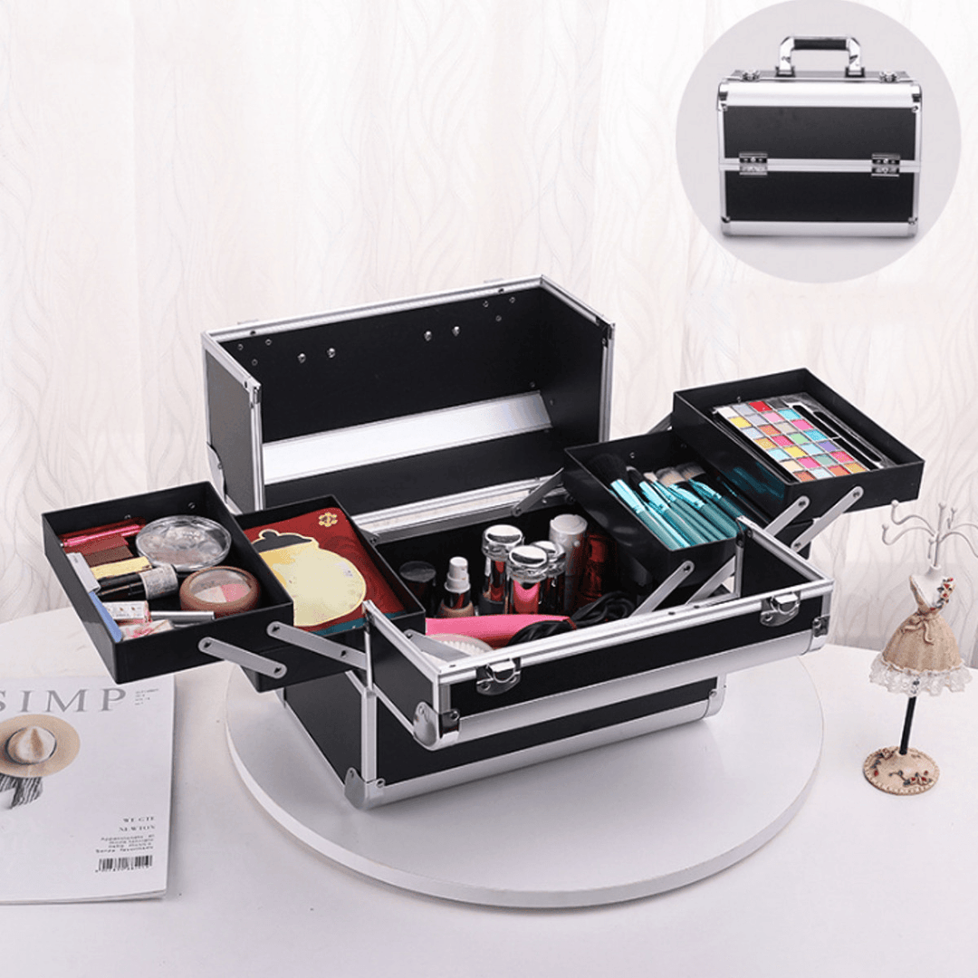 Makeup Box Large Capacity Portable Manicure Tattoo Toolbox Cosmetic Bag Female Portable - Trendha
