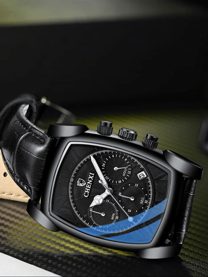 3 Colors Pattern Genuine Leather Alloy Vintage Watch Luminous Decorated Pointer Calendar Mne Quartz Watch - Trendha