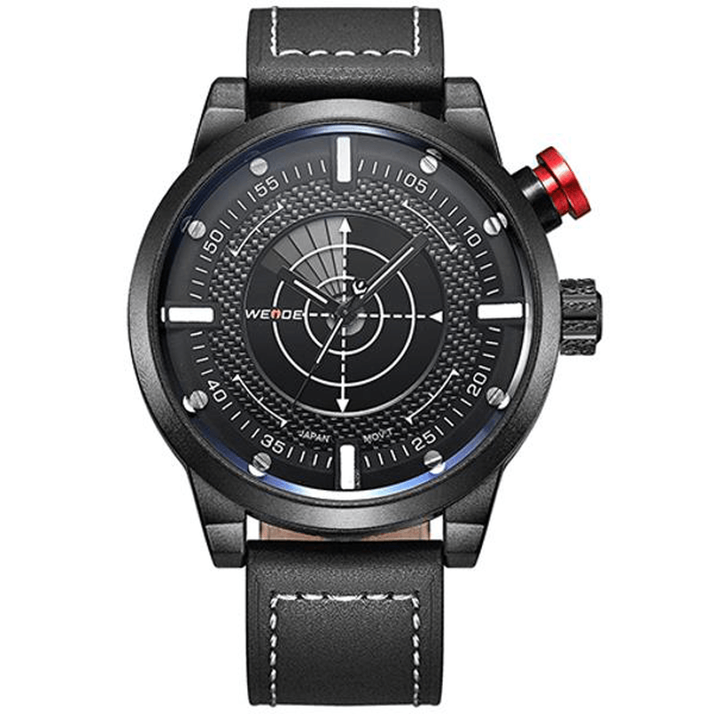 WEIDE WH5201-3C Fashion Men Quartz Watch Leather Strap Sport Watch - Trendha