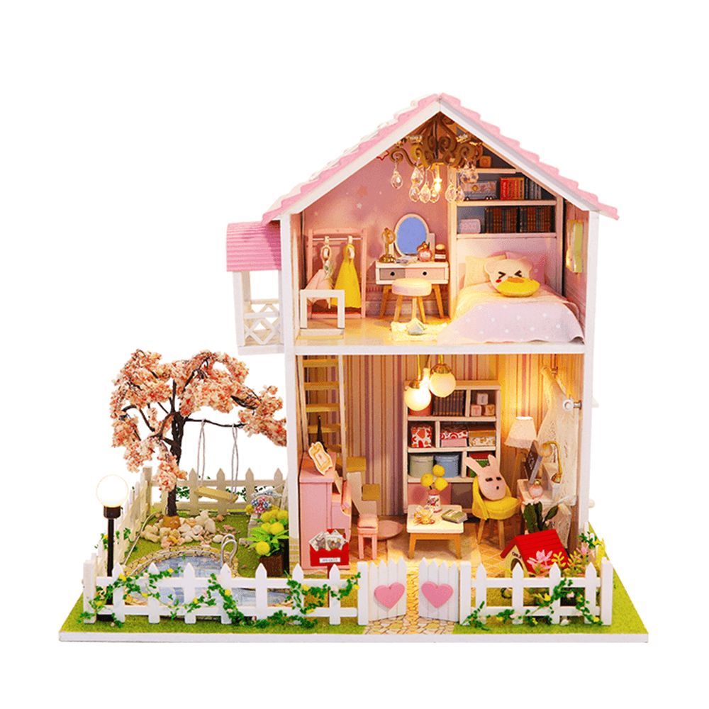 DIY Assembled Cottage Love of Cherry Tree Doll House Kids Toys - Trendha