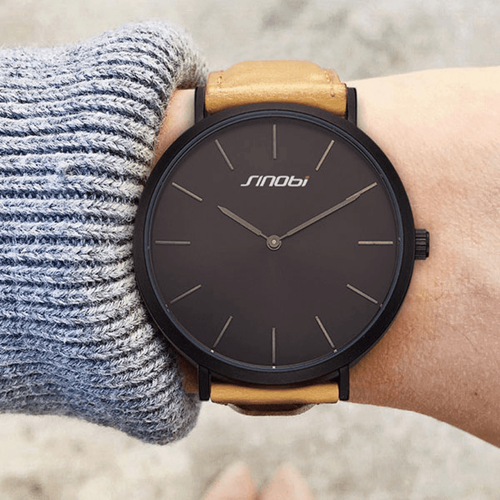 SINOBI 9691 Women Watch Simple PU Leather Strap Luxury Brand Ladies Quartz Wrist Watch - Trendha