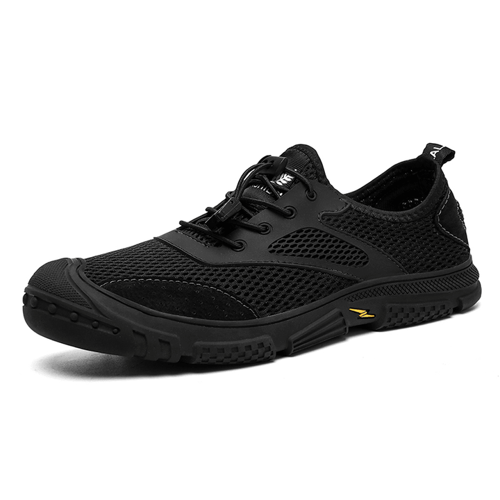 Men Mesh Sneaker Casual Breathable Lightweight Slip Resistant Toe Protected Soft Shoes - Trendha