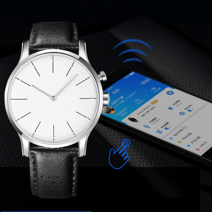Yazole KUA01 Luminous Dial Multi-Functional Reminder Anti-Lost Alarm PU Leather Strap 3ATM Waterproof Bluetooth Smart Quartz Watch - Trendha