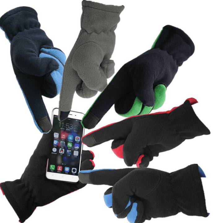 Polar Fleece Touch Screen Windproof Warm Sensitive Comfortable Durable Gloves - Trendha