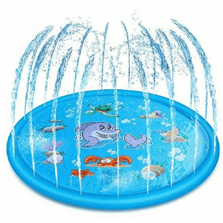 170Mm PVC Blue Sprinkler Play Mat with Cartoon Pattern for Kids Summer Play - Trendha
