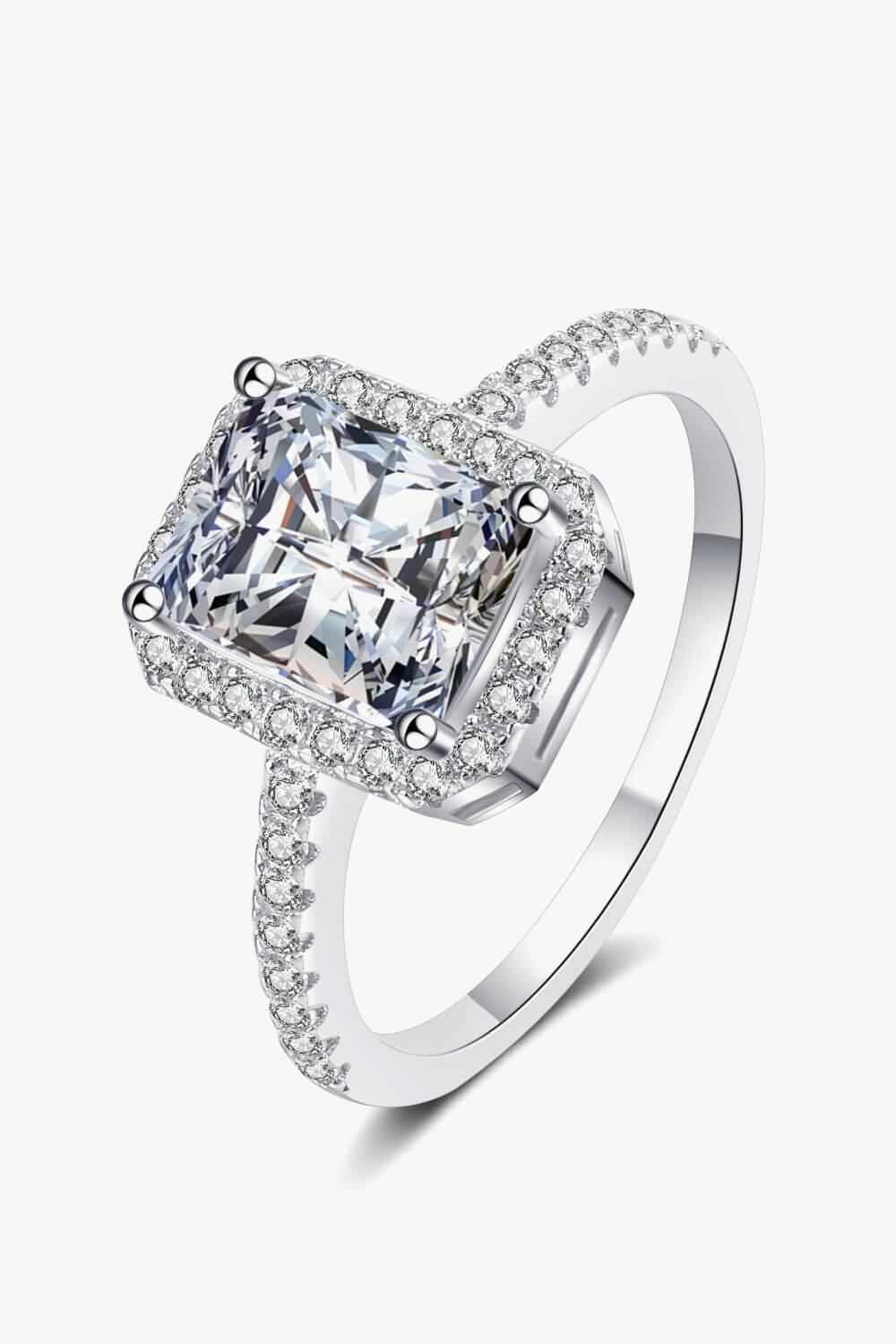 1 Carat Rectangle Moissanite Ring - Trendha