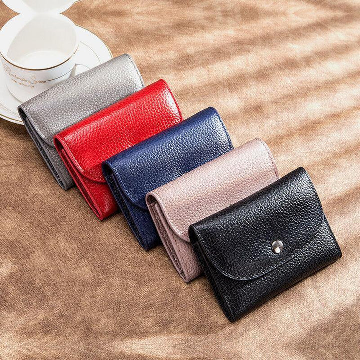 Women Genuine Leather Multifunction Lychee Pattern Coin Bag Small Wallet - Trendha