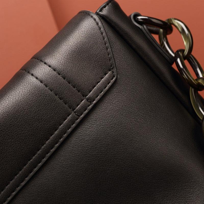 Real leather black flip shoulder bag - Trendha