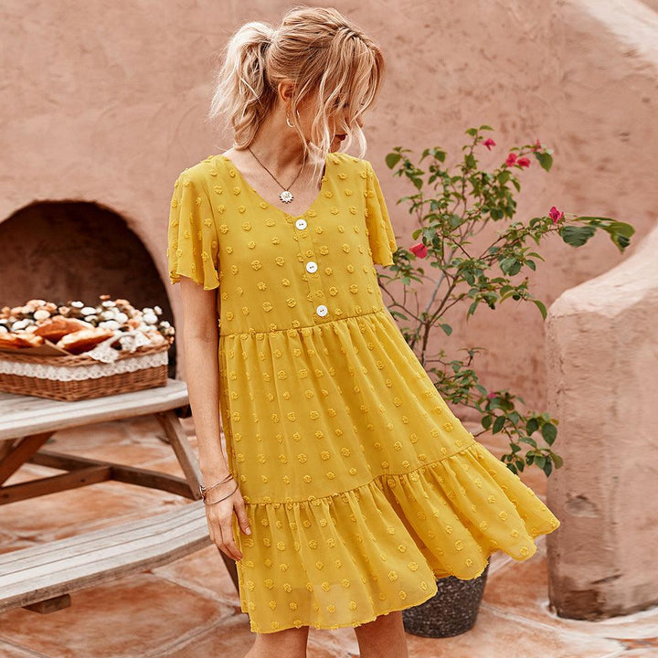 Solid color loose dress - Trendha