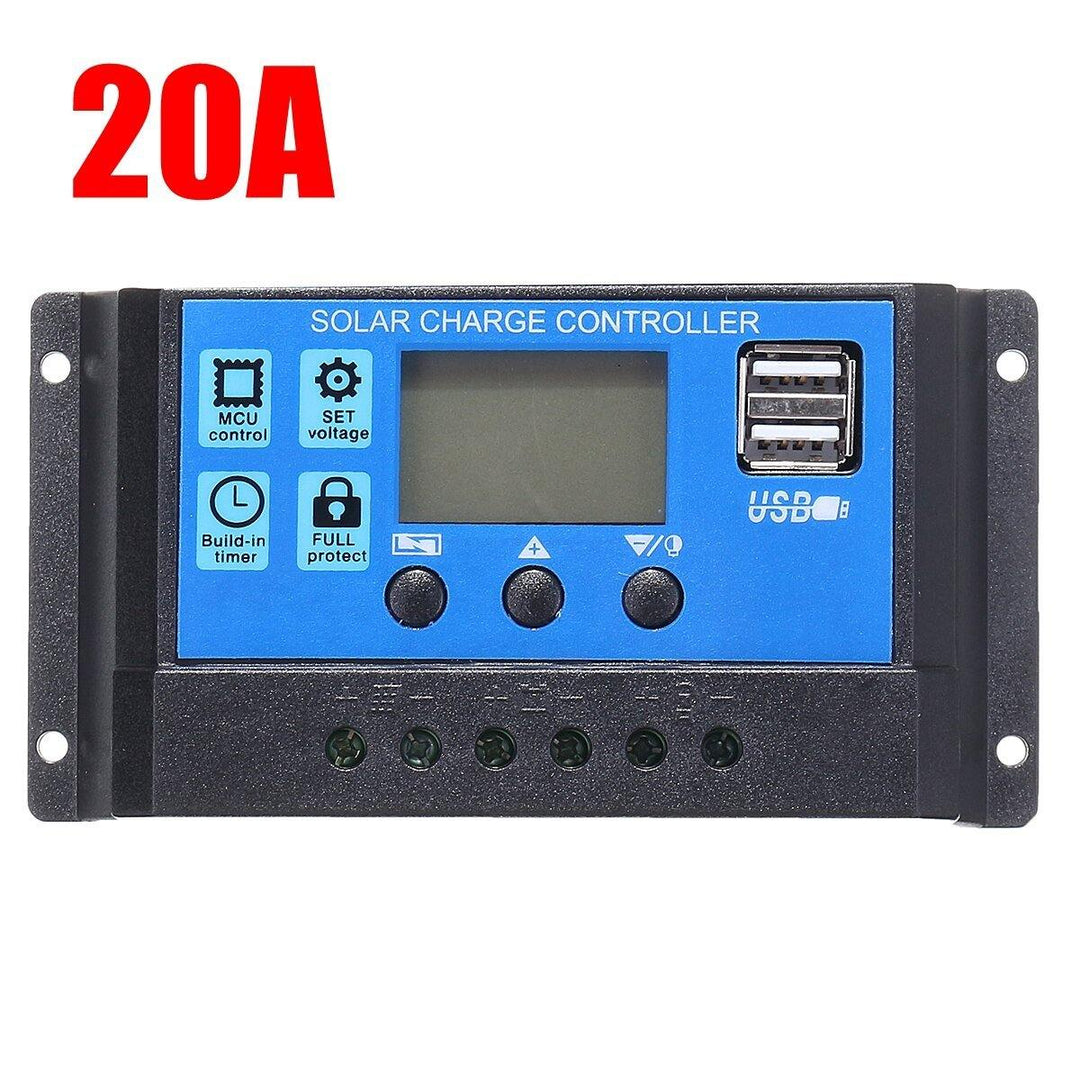 10/20/30A 12/24V LCD Dual USB Solar Panel Battery Regulator Charge Controller - Trendha