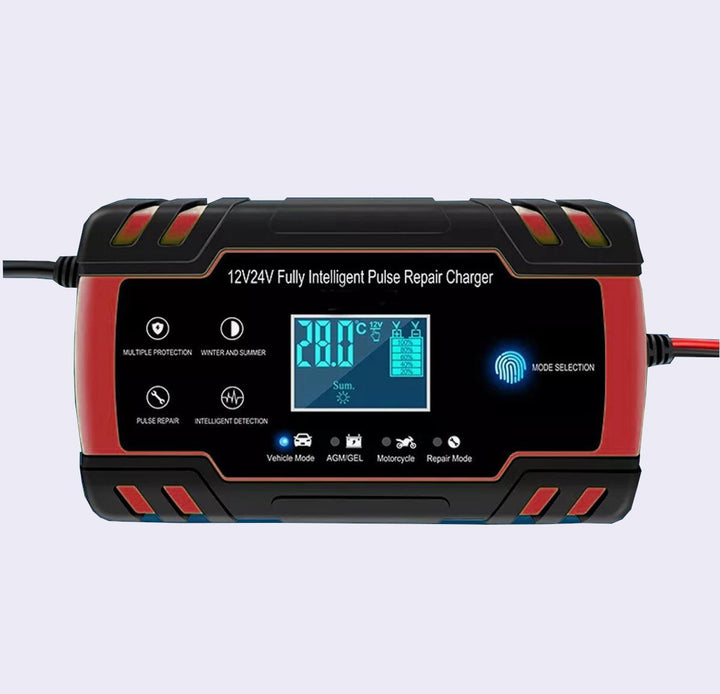 12V/24V 8A Touch Screen Pulse Repair LCD Battery Charger Red For Car Motorcycle Lead Acid Battery Agm Gel Wet - Trendha