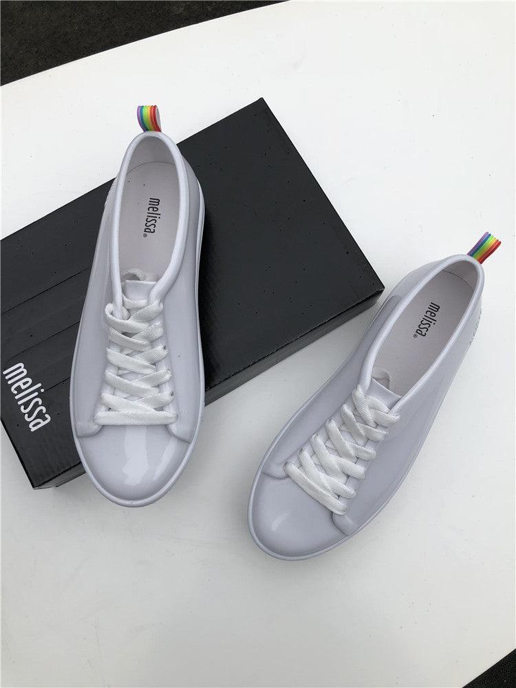 Rainbow Lace-up Single Shoes Women's Sneakers Flat Bottom - Trendha