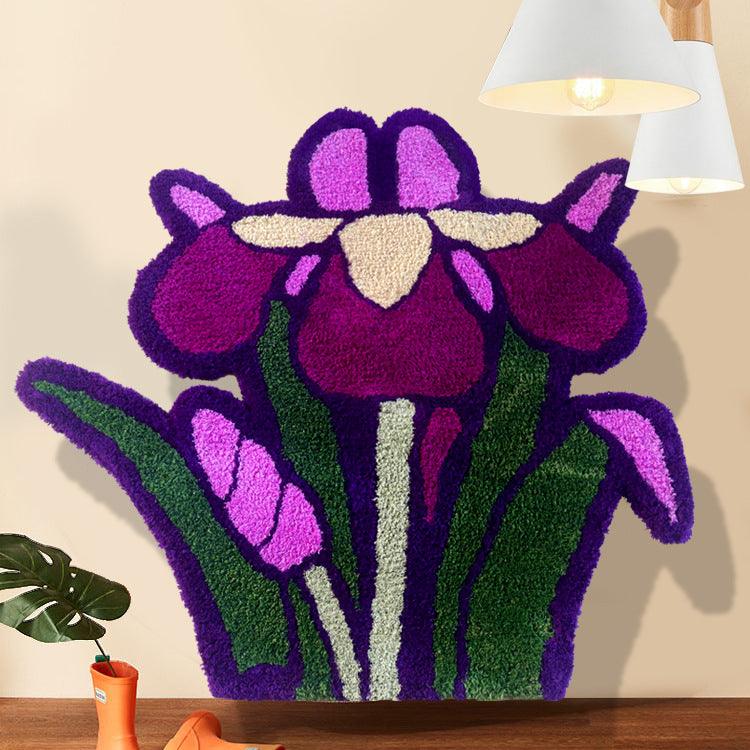 Purple Orchid Rug Bedroom Bedside Mat - Trendha