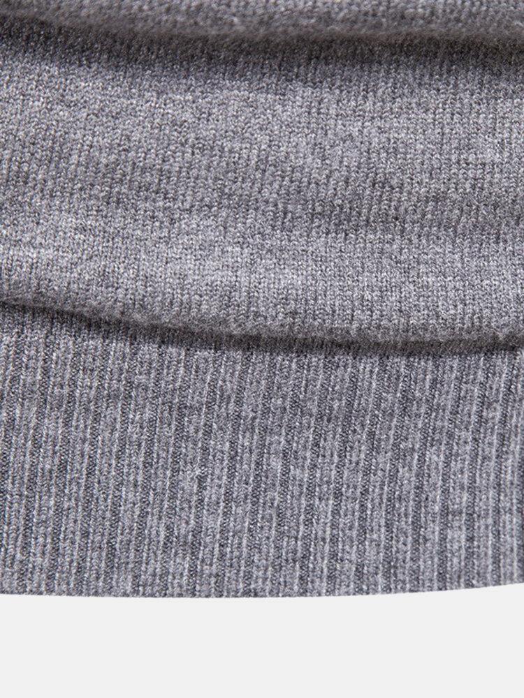 Mens Warm Simple Solid Color Knitted Hooded Sweaters With Pocket - Trendha