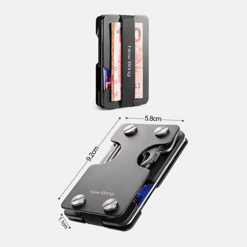 Men One-piece EDC RFID Aluminum Multifunction Tool Keychain Card Case Wallet Money Clip - Trendha