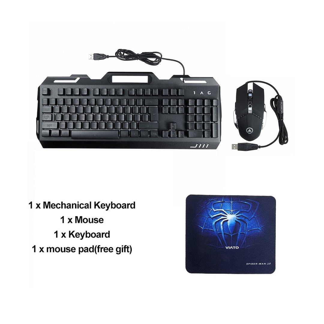 3-In-1 USB Wired 3200DPI Mouse Colorful Headset Rainbow Backlight Mechanical Keyboard Set with Mouse Pad for Desktop Computer Notebook - Trendha