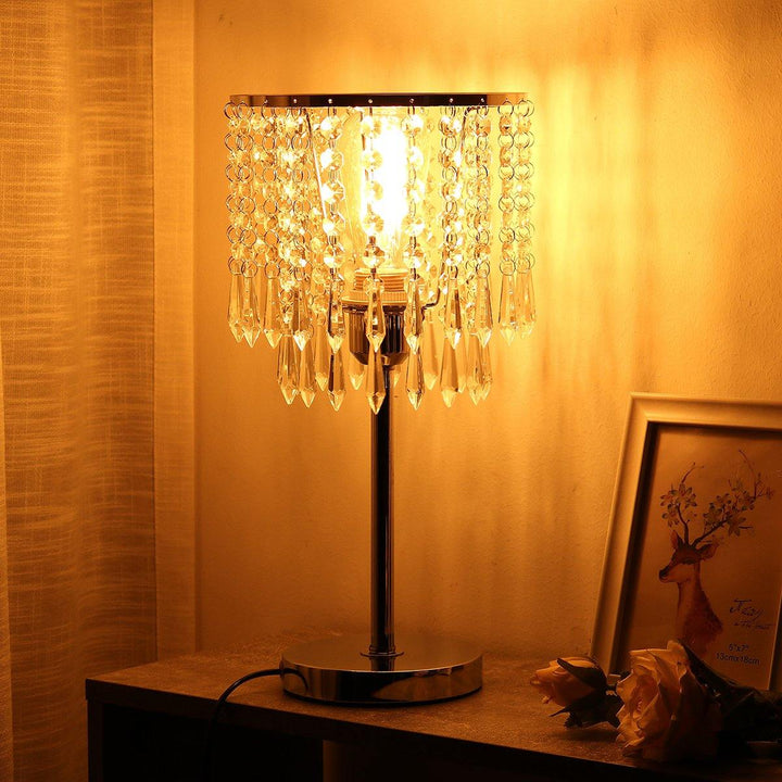 Crystal Table Pendant Lamps Bedroom Modern Wedding Decoration Dimmable Desk Lamp for Bedside Living Room Lighting - Trendha