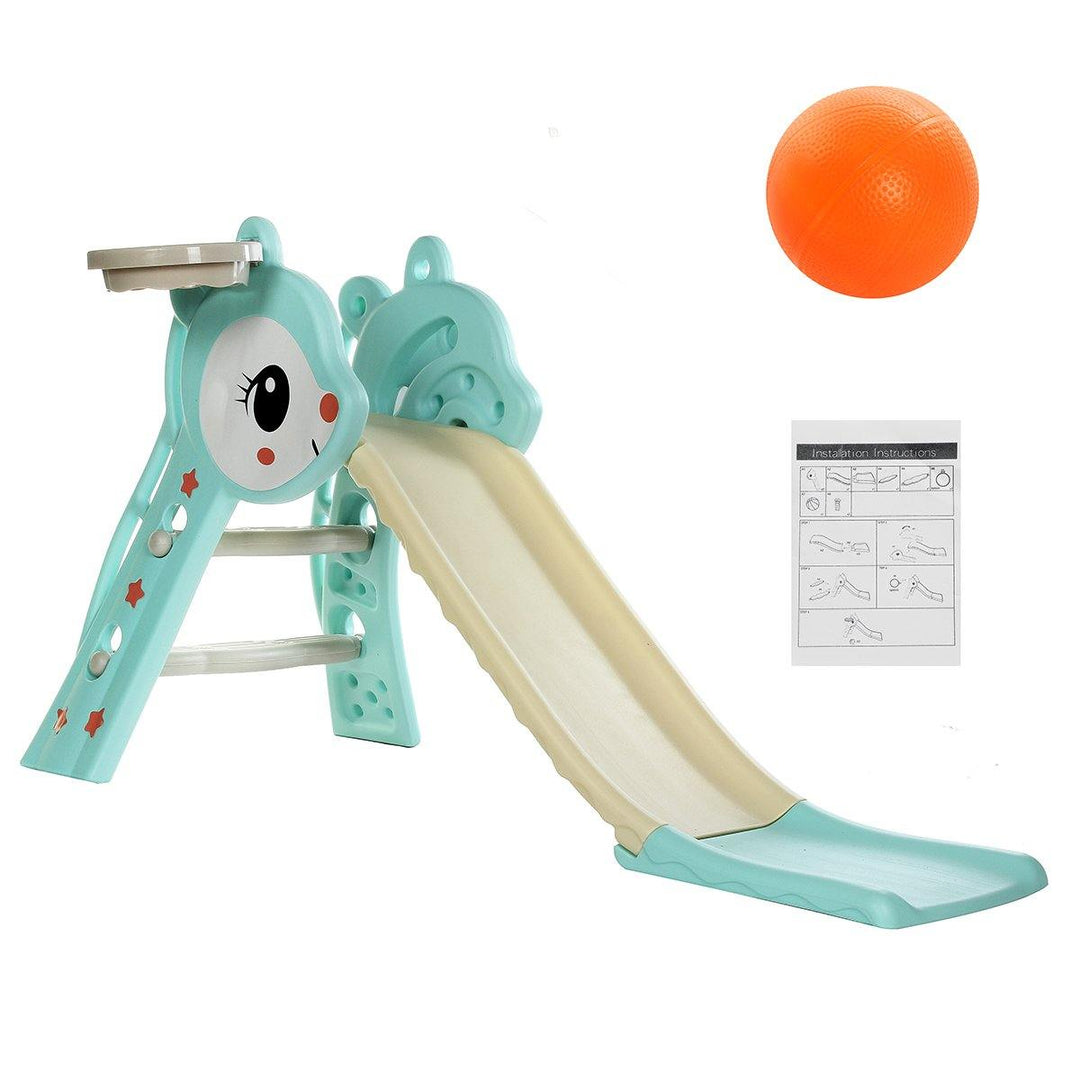 Kids Climber Slide Toddler Indoor/Outdoor Freestanding Slide Playset Baby Playground with Basketball Hoop Easy Setup - Trendha