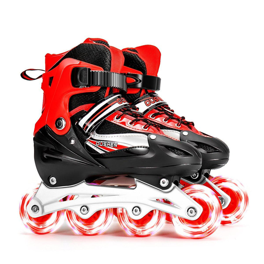 3 Sizes Kids Adjustable Roller Skate with LED Flashing Wheels Girl Boy Roller Shoes Inline Skates for Children Adult - Trendha