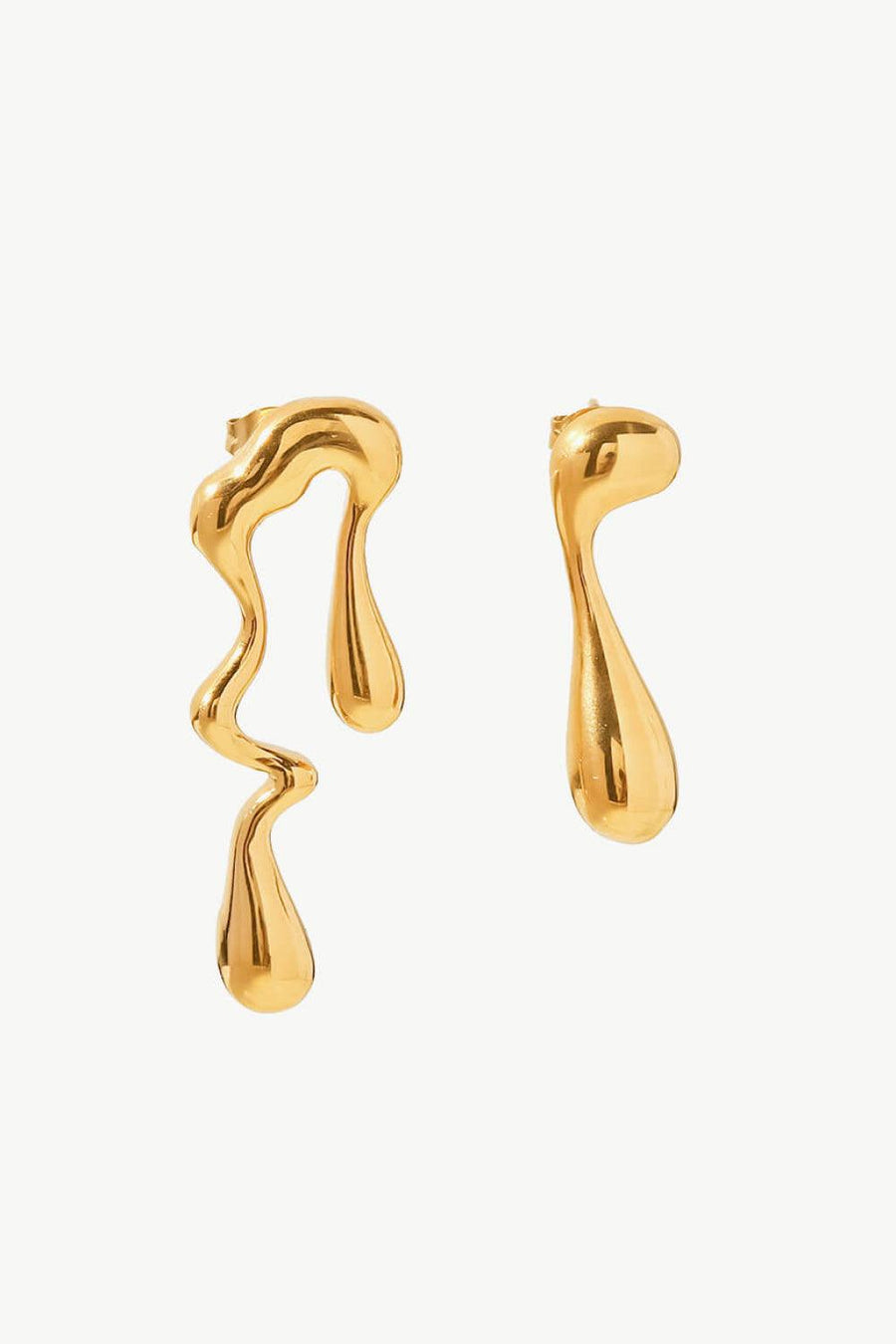 18K Gold Plated Geometric Mismatched Earrings - Trendha