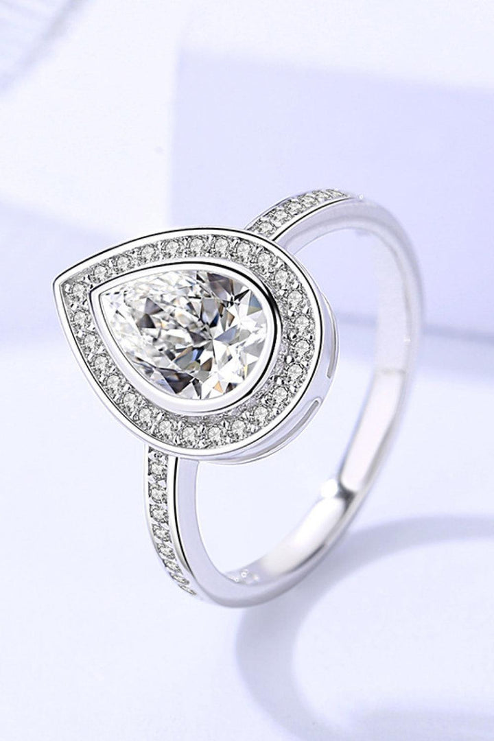 925 Sterling Silver Teardrop Moissanite Ring - Trendha