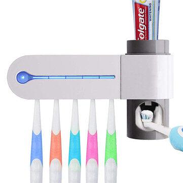 UV Toothbrush Sterilizer Toothpaste Dispenser Wall Mounted Toothbrush Holder - Trendha