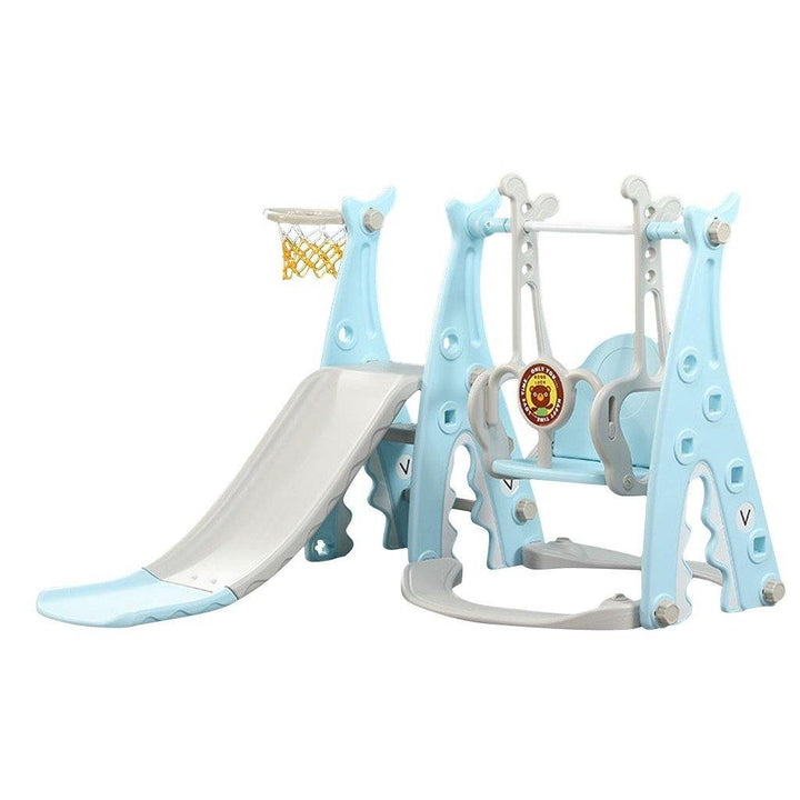 Toddler Climber And Swing Set 3 In 1 Climber Sliding Playset w Basketball Hoop - Trendha