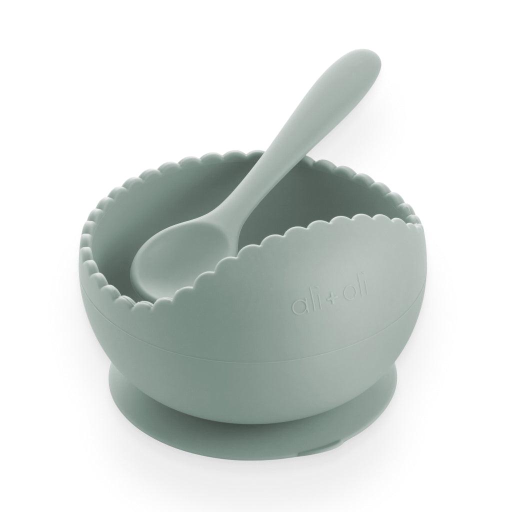 Mint Wavy Suction Bowl & Spoon Set - Trendha
