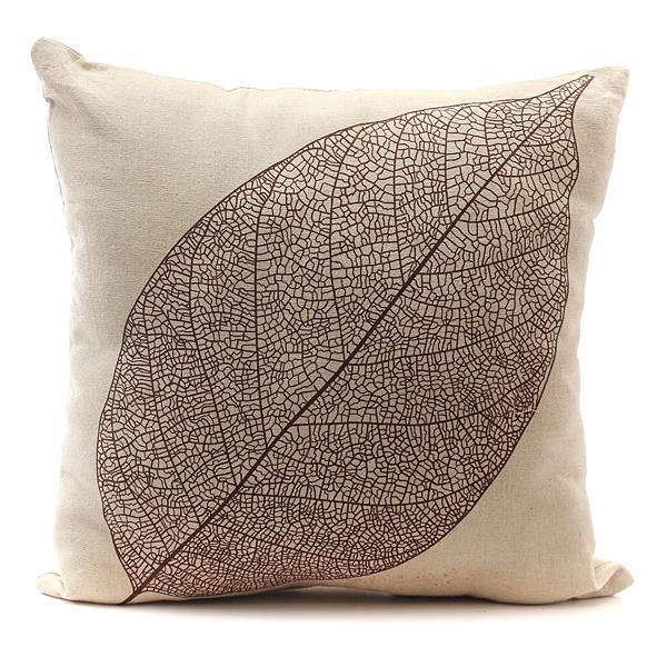 Retro Leaf Pillow Case Linen Cotton Cushion Cover Home Decorations - Trendha