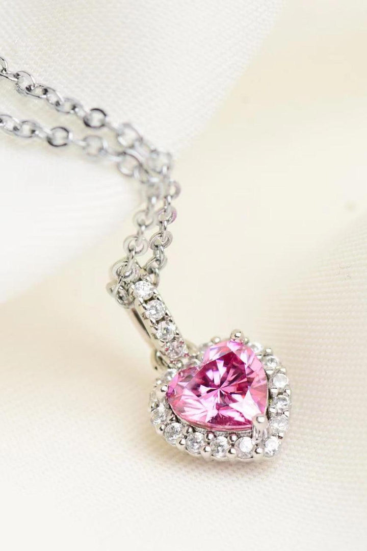 1 Carat Moissanite Heart Pendant Necklace - Trendha