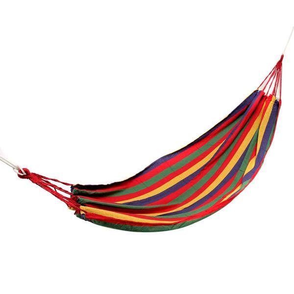 Outdoor Colorful Stripe Canvas Hammock Swing Lying Recline Bed For Camping Hiking Picnic - Trendha