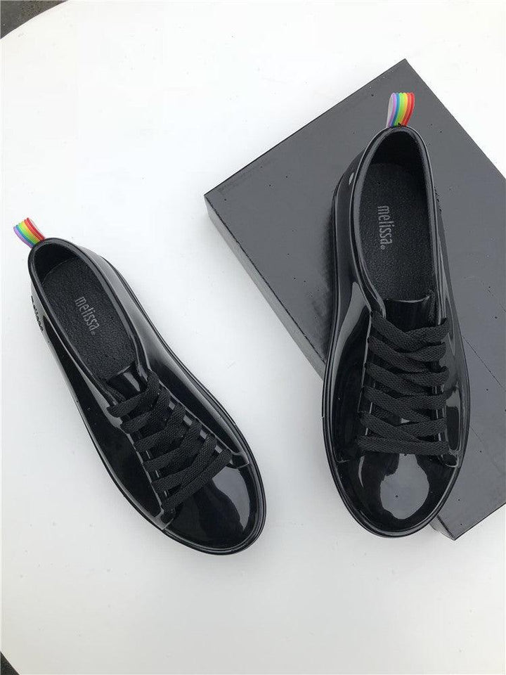 Rainbow Lace-up Single Shoes Women's Sneakers Flat Bottom - Trendha