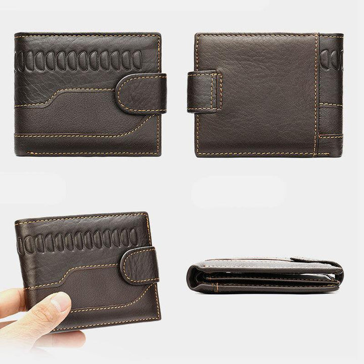 Men Genuine Leather Cowhide Retro 8 Cards Slot License Card Bag Wallet - Trendha