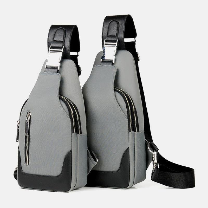 Men Oxford USB Charging Waterproof Casual Outdoor Crossbody Bag Chest Bag Sling Bag - Trendha