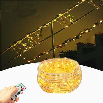 Battery Powered 8 Modes Waterproof 10M Warm White 100LED Tube String Light With Infrared Remote Control - Trendha