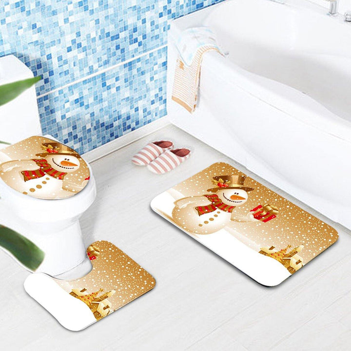 Christmas Santa Claus Shower Mat Set Breathable Unpredictable An-tiskid Bathroom Mat Set - Trendha