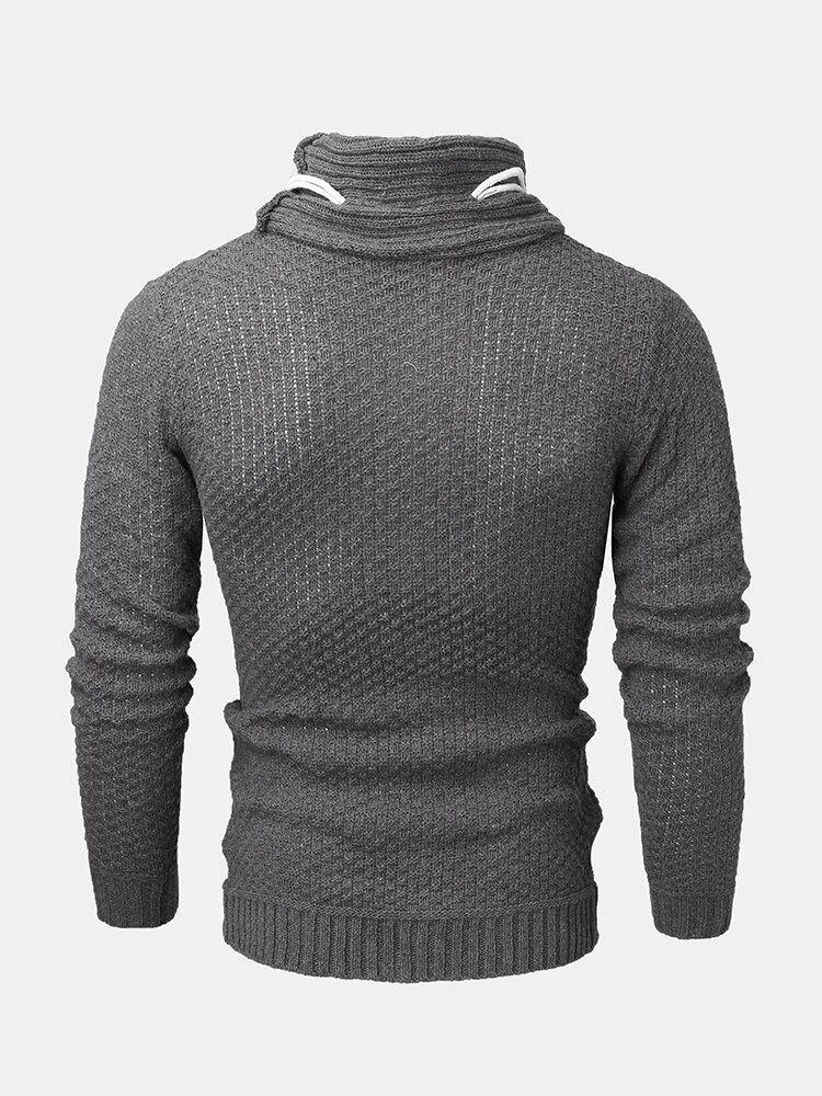 Mens Turtleneck Cable Warm Long Sleeve Knitted Sweaters - Trendha