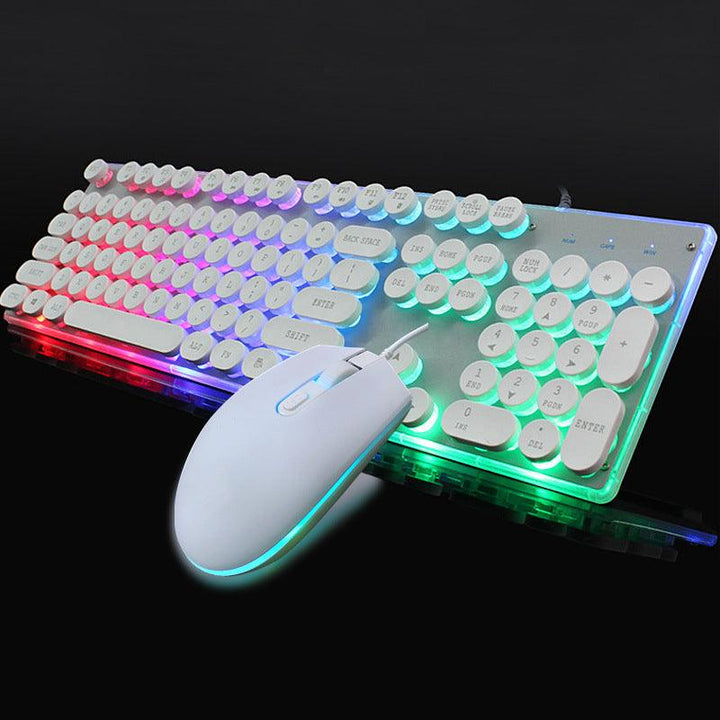 Colorful Crystal Luminous Wired Keyboard Mouse Set - Trendha